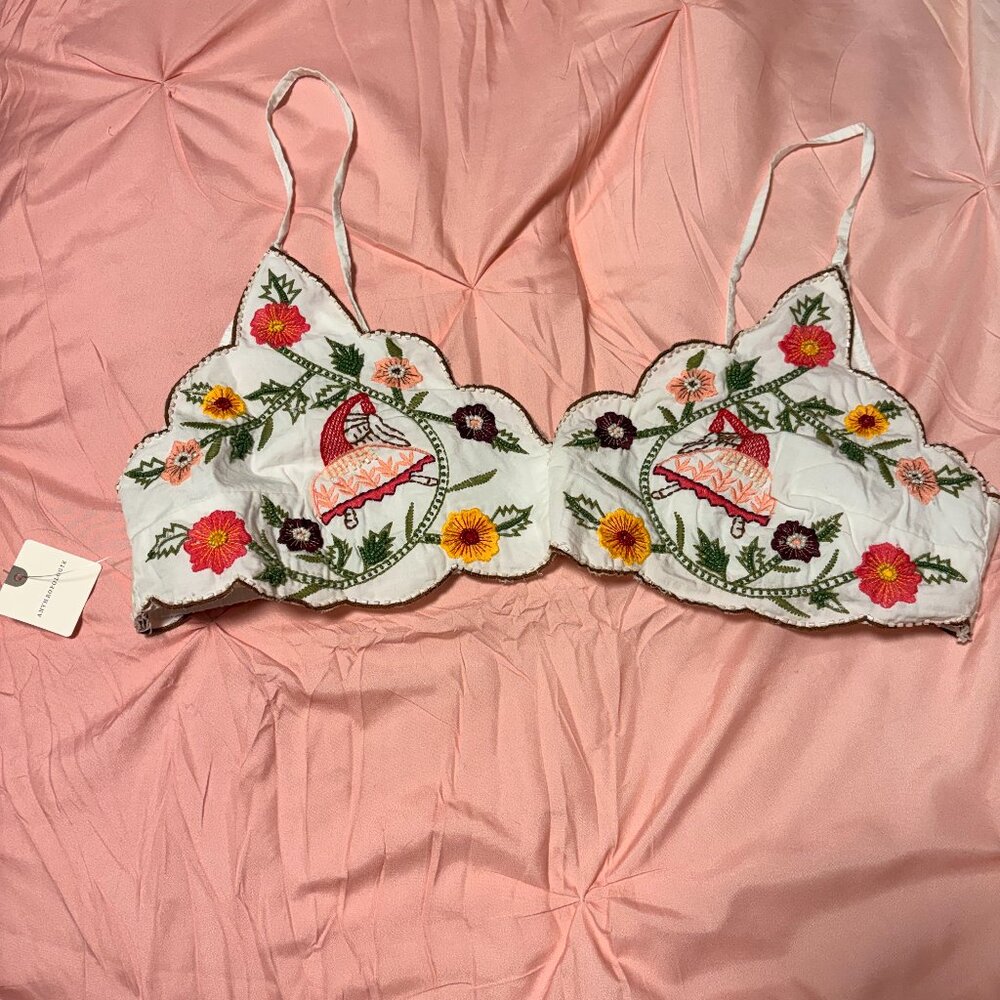 Anthropologie Embroidered Beaded Bralette